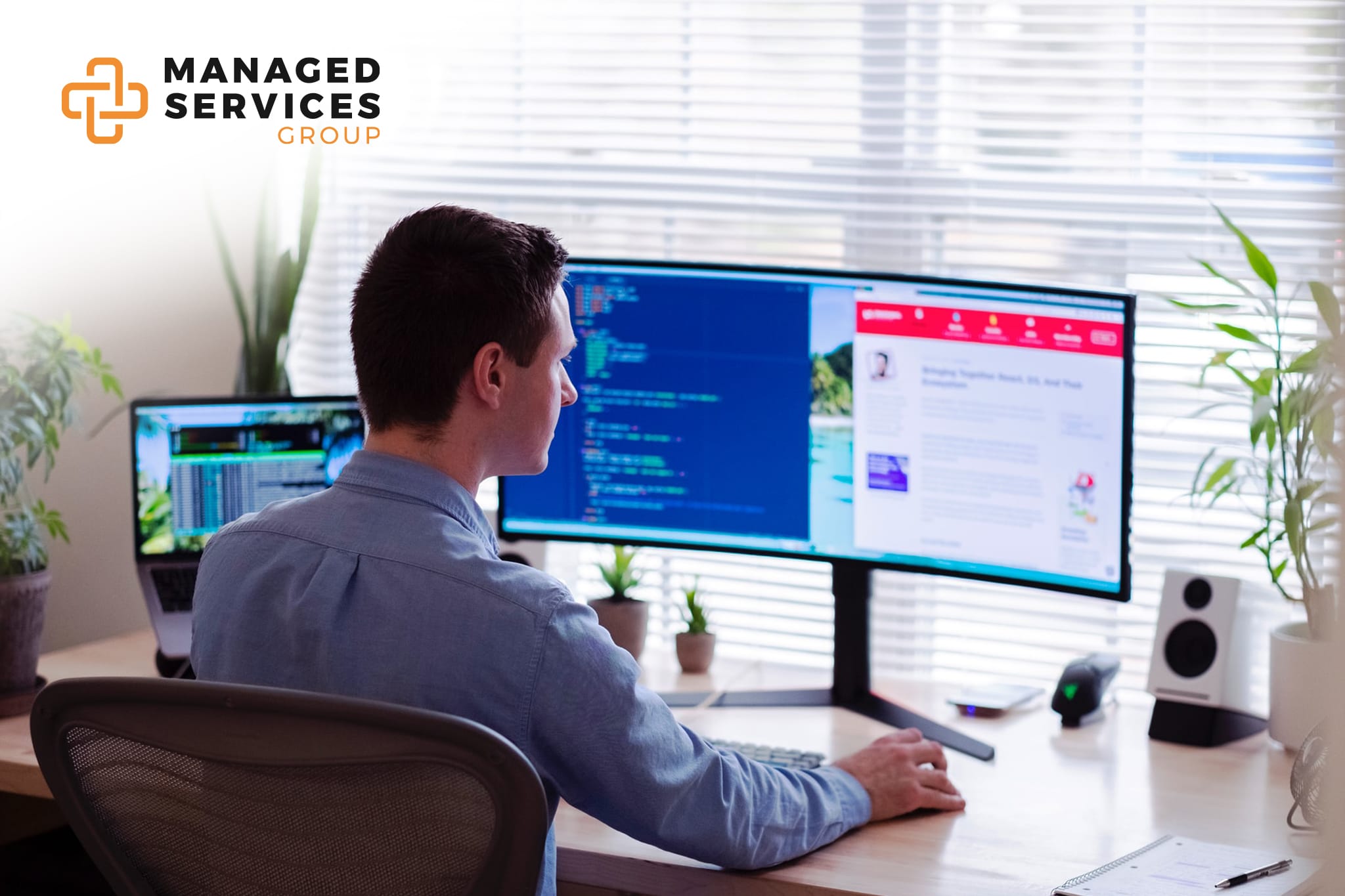 Managed Services Group - Man using home computer